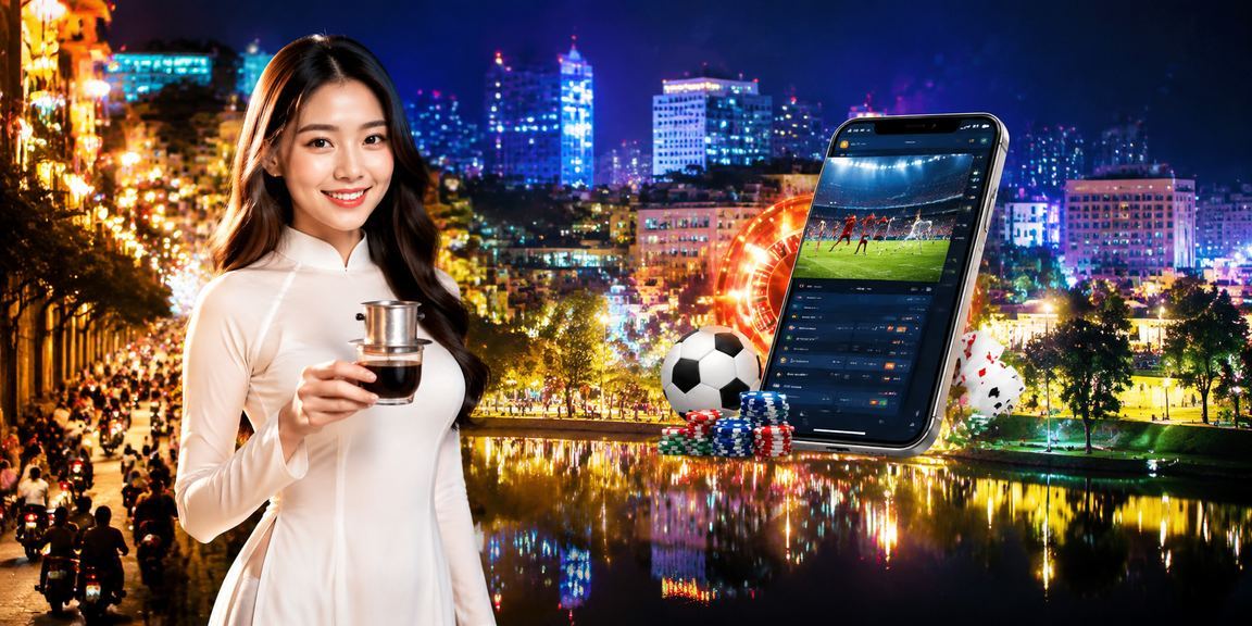 Cô gái Đà Lạt mặc áo dài tham gia đặt cược thể thao trực tuyến qua điện thoại trong không gian lãng mạn