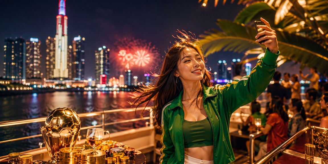 Người dùng trải nghiệm cc1 trên điện thoại tại chợ đêm TP. Hồ Chí Minh